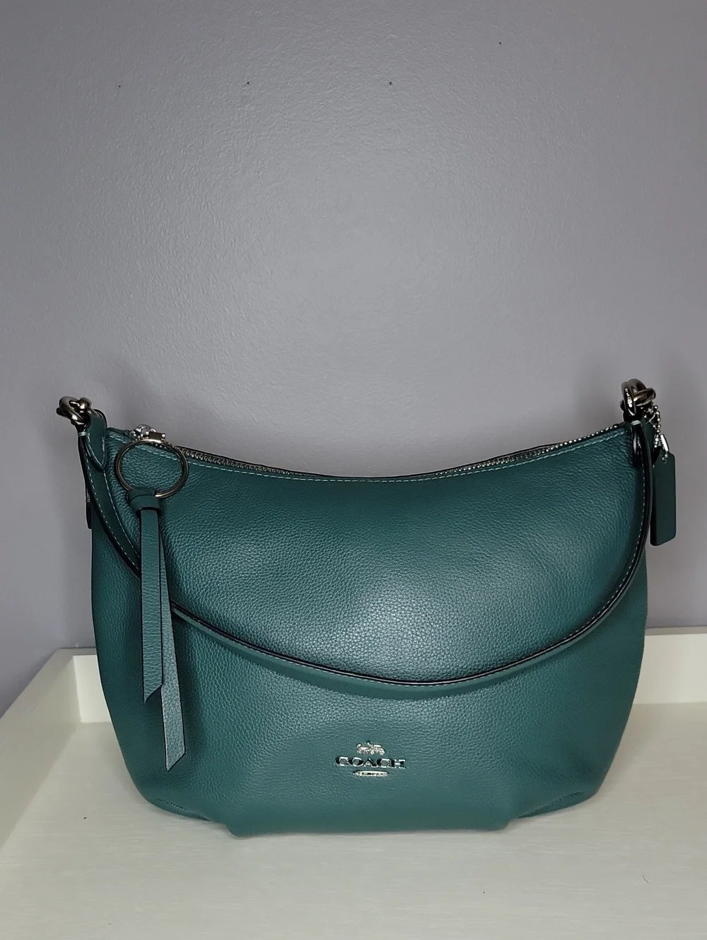 Coach Skylar Dark Teal Leather Hobo Shoulder Bag with Matching Wallet Set